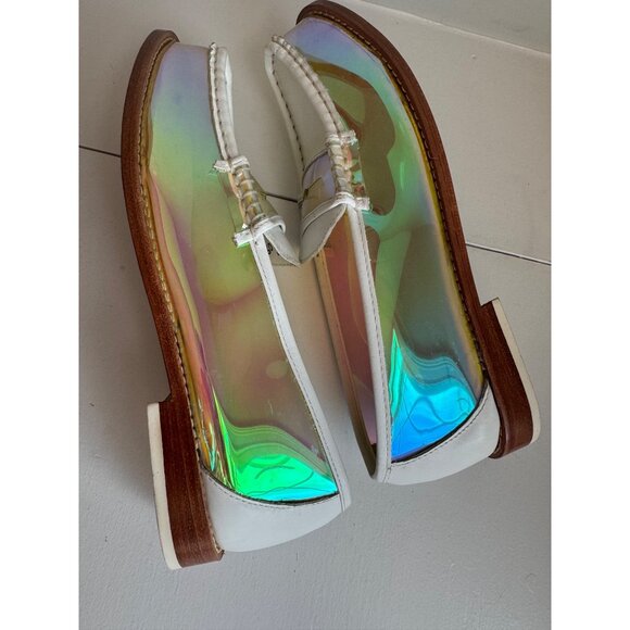 New G.H. Bass Whitney Weejuns Loafers White Leather Iridescent Women's Size 10 - Picture 5 of 7